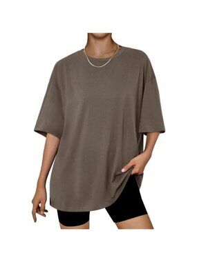 Womens Oversized Summer T Shirts Business Casual Dressy Shorts Brown